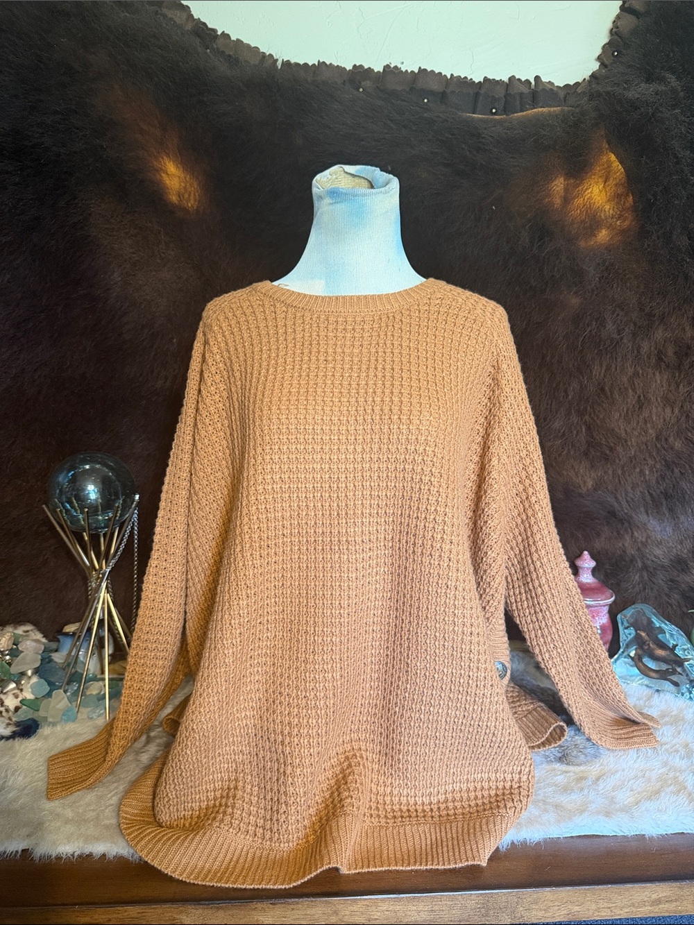 Cozy Knit Crewneck Sweater - Camel XXL (1825)